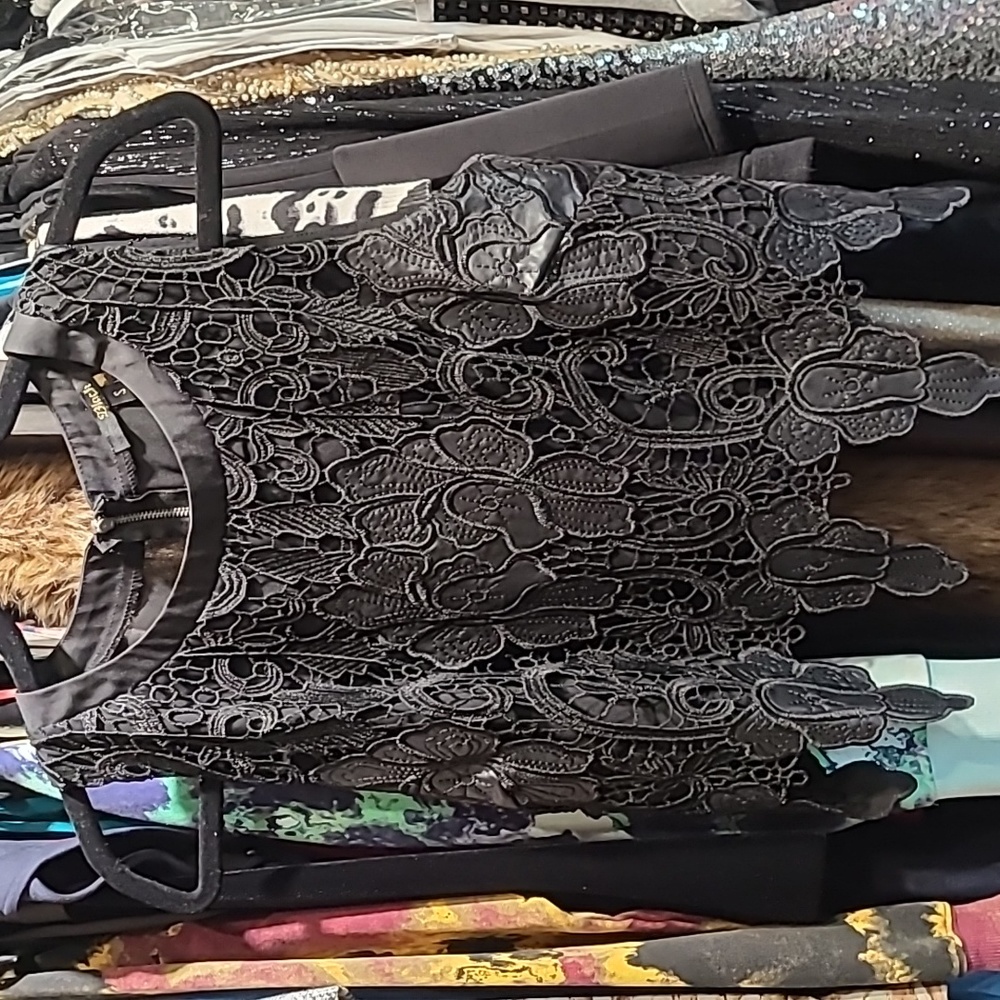 Leather lace crop top